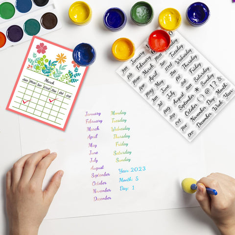 Clear Calendar Date Number Stamps For Card Making And Bullet Journaling Premium Transparent Silicone Stamps in use on planner.