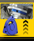 Honda Civic Turbo Valve Plate Spacer BOV 1.5T Billet Upgrade Mods For Coupe Blue Boost Ready Easy Install High Performance Turbocharger Accessory For 2015 To 2021 installed on engine