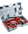 Heavy Duty Hydraulic Jack Kit 6 10 12 20 Ton For Auto Sheet Metal Repair And Frame Straightening in open carrying case