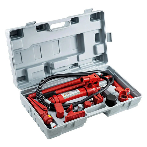 Heavy Duty Hydraulic Jack Kit 6 10 12 20 Ton For Auto Sheet Metal Repair And Frame Straightening in open carrying case