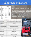 Cordless Electric 2 in 1 Nailing Machine specifications with detail on nail types and usage for Ready To Roll 2 In 1 Cordless Brad Nailer Battery Powered Tool With Dual 21 Volt Rechargeable Batteries Two Hundred Straight Fasteners And Staples For Zero Wire Hassle And Smooth Woodworking Projects.
