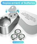40X Jewelers Loupe Magnifier Pro Grade With LED And UV Illumination Pocket Folding Metal Construction shown with batteries