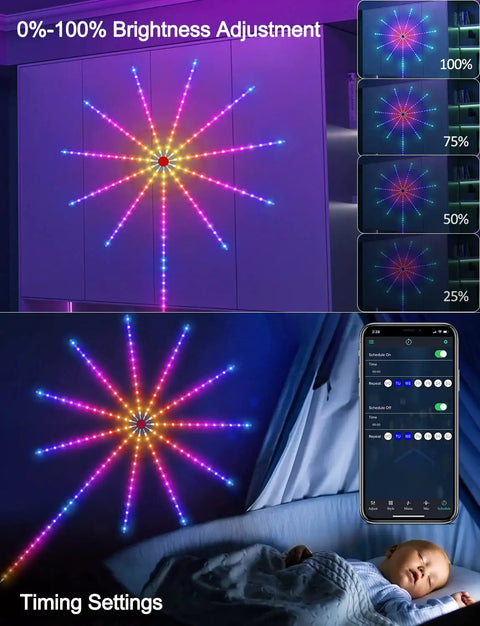 Firework RGB LED Strip Lights Kit With 11 Strips Dream Colors 16 Million Color Options Music Sync Mic Mode Remote App Control