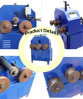 Heavy Duty Rolling Pipe Bending Machine With Round And Square Dies For Metal Tubing, showing multiple dies and motor detail.