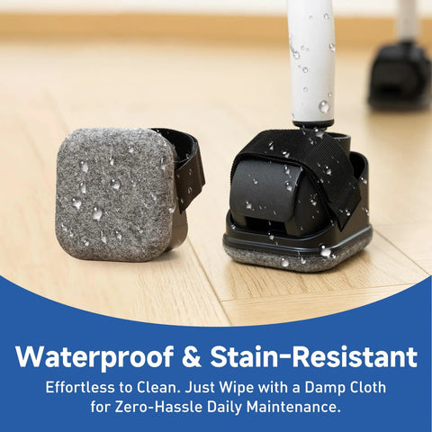 Five Pack Office Chair Caster Pads with Felt Backing, Secure Strap Lock, Anti Slip Design, Waterproof, Front View