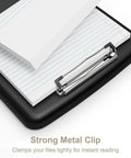 Storage Clipboard Workhorse With Built In Paper Box And Pen Holder, 8.5 X 11 organization folio with metal clip, black.