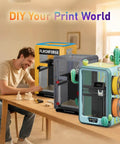 Man assembling Enclosure Kit For AD5X 3D Printer With Optimized Design, Quiet Odor Reducing, High Temp Filament Ready