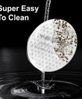 51mm Espresso Puck Screen With Full Edge Holes, 0.8mm Thin 316 Stainless Steel, Reusable Filter Disc being rinsed in water