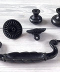 Vintage Black Bail Drawer Pull Four And A Quarter Inch Centers Drop Swing Dresser Cabinet Hardware Old School Retro Look Zinc Alloy