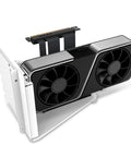 Vertical GPU Mounting Kit With 175mm PCIe 4x16 Riser Cable Heavy Duty Steel Bracket White GPU Holder showcasing graphics card