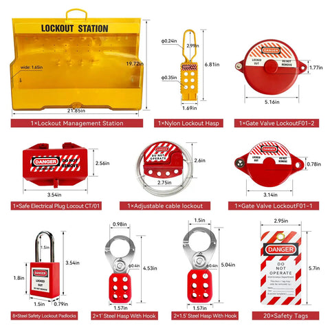 Heavy Duty Lockout Tagout Station Kit 102 Pack Electrical Safety Lockout Padlocks Hasps Valve And Gate Lockout Gear