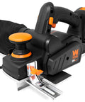 Cordless Planer With Brushless Motor, Dual 3-1/4-Inch Blades, 20V Max 4.0Ah Battery in black and orange color