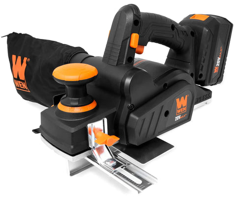 Cordless Planer With Brushless Motor, Dual 3-1/4-Inch Blades, 20V Max 4.0Ah Battery in black and orange color