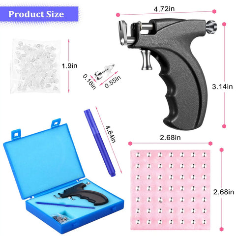 All In One Ear Piercing Kit With Gun Stainless Steel 36 Pairs Studs 98 Earrings 22 Nose Studs For Ear Nose Navel Piercing Pro Grade