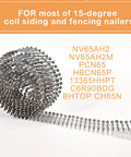 3600 Count Siding Nails 15-Degree Coil 1-1/2 Inch.092 Wire Ring Shank Full Round Head Hot-Dipped Galvanized in coil formation