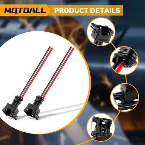 Detail of Universal EV1 OBD1 Fuel Injector Connector Pack 8 Piece 2 Wire Female Plug And Play Wiring Harness Pigtail.