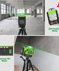 Pro Grade 12V Self Leveling Laser Level With Bluetooth Dual 360 Degree Green Beams in self-leveling and tilt mode