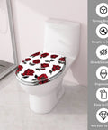 Toilet Seat Round Resin for Bathroom featuring red roses, 14.5'' x 16.5'', easy to clean, fits most toilets.