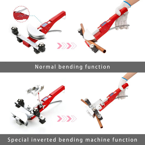 Ratcheting Tube Bender Kit for Refrigeration and HVAC Installations With Reverse Bending Attachment, bending copper tubing