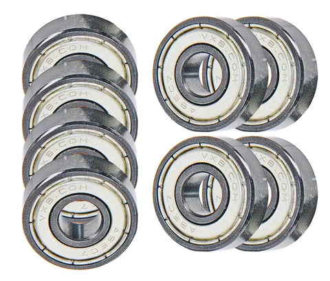 Set Of Eight 608ZZ Skateboard Bearings With Double Metal Shields And Clean Oil Lubrication For Fly Rolling And Dope Long Lasting Speed While Shredding Concrete