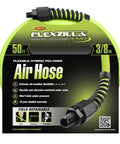 Heavy Duty 3/8 Inch Air Hose 50 Ft Lightweight Hybrid Polymer All Weather Flex From -40 To 140 Degrees Field Repairable Aluminum Fittings Abrasion Resistant Outer Cover Crush Resistant Ends ZillaGreen