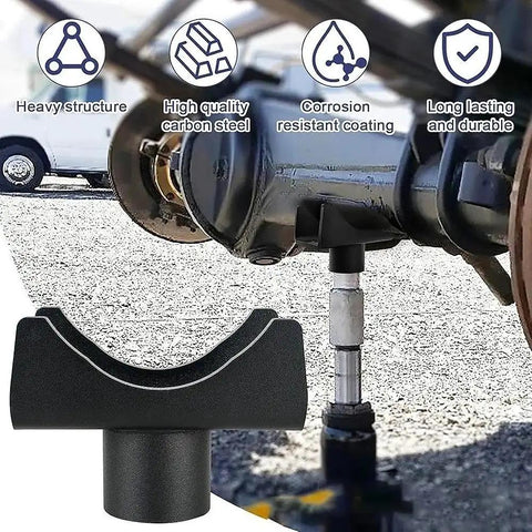 Bottle Jack Adapter And Axle Saddle For 2 3 4 Inch Round Axles And 2 Inch Square Tubes lifting vehicle axle outdoors