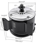 36V 350W Brushed Motor With 2750 RPM For Electric Scooters Bicycles Go Karts And DIY Projects Reversible Rotation dimensions