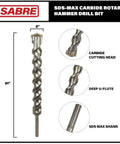 Image showing 2 Inch Diameter SDS Max Rotary Hammer Drill Bit With U Flute Carbide Tipped 4 Blade Cutter Head For Brick Stone Concrete 15 Inch Flute 21 Inch Overall Length SDS Max Only Heavy Duty Masonry Bit, highlighting carbide cutting head, deep u-flute, and SDS max shank.