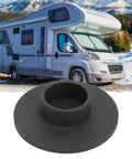 Bottle Jack Pad With 16X Expansion Surface For Safer Lifts, Anti Slip Jack Saddle in black, shown in front of an RV.