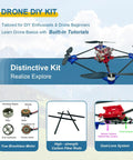 Build Your Own Dope Drone Kit With Brushless Motors And Dual Cameras, featuring optical flow and carbon fiber frame on display.