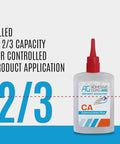 Cyanoacrylate Glue With Activator Set Instant Grab CA Glue And Super Glue Accelerator bottle filled at 2/3 capacity.