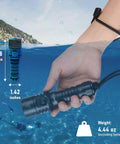 Scuba Diving Flashlight 3200 Lumen Long Throw Underwater Light 472 Meters Focus Beam Waterproof to 100 Meters with Charger