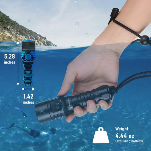 Scuba Diving Flashlight 3200 Lumen Long Throw Underwater Light 472 Meters Focus Beam Waterproof to 100 Meters with Charger