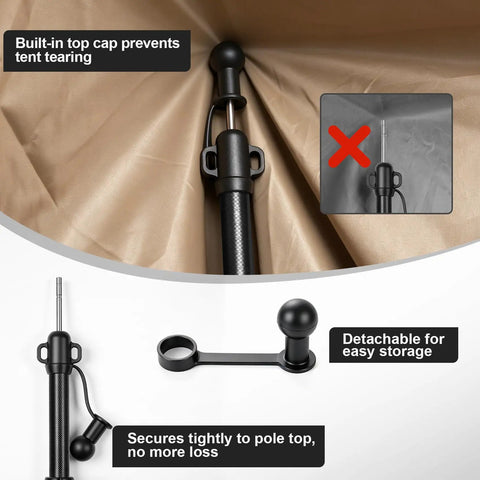 Ultralight Carbon Fiber Telescoping Tarp Poles For Hiking Adjustable Rugged Featherweight 2 Pack with cap and secure lock feature