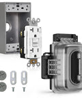 Outdoor GFCI Outlet Kit With Weatherproof In Use Cover And Metal Box, 1 Gang, 20 Amp Self Test Receptacle, Lockable In Use Cover