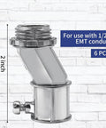 Heavy Duty Zinc Alloy Conduit Adapters With Smart Offset Design For Tricky Tight Spaces Hustle Free Solo Install Slick Half Inch To Half Inch Wire Routing Pack Of Six Killer Tool Set - half inch zinc adapter on white background.