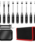 Must-Have Compact 12-Piece RC Tool Kit With Short Handle And Quick Change Hex Phillips Flat Nut Drivers Pliers Wrench Anti-Static Tweezers And Magnetic Tray For 1/18 And 1/24 Micro Crawlers