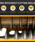 Close-up of the high-efficiency cutting roller from Dual Mode Wire Stripping Machine With Six Precision Blades And Five Heavy Duty Cutters.