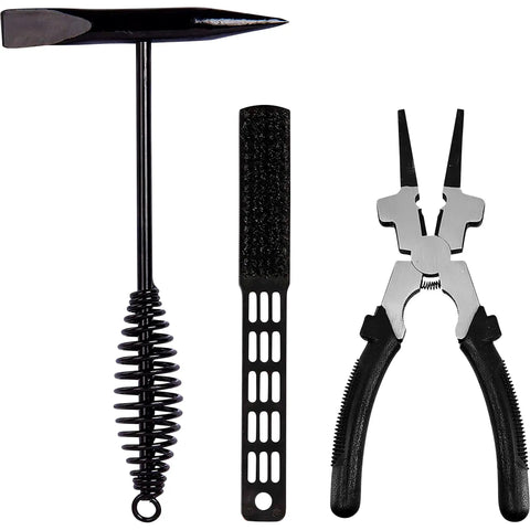 Hardcore Three Piece Welding Tool Kit With Heavy Duty MIG Pliers Chipping Hammer And Steel Wire Brush for spatter removal.