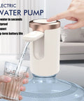Electric Water Jug Pump For Home Office Kitchen Counter Drinking Quiet Bottle Dispenser Pump shown pouring water into glass