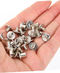 Carbon Steel Binding Screws And Scrapbook Post Fasteners For Photo Albums And Documents Silver Finish in hand, showcasing rust-proof design.