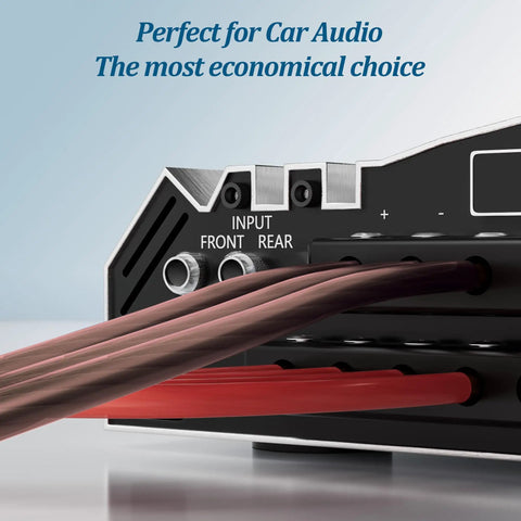 4 Gauge Car Audio Wire Kit 20ft Red And 5ft Black Copper Clad Aluminum Pro Grade Battery Cable For Amplifier Power And Ground High Current Automotive Wiring For Speakers Subwoofers And Audio Install, red and black cables on amplifier