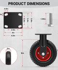 8 Inch Outdoor Heavy Duty Caster Wheels Set Of Two Badass Rubber Castors With Brake 1100 Lbs Load Capacity dimensions chart