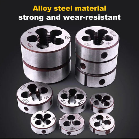 11 Piece Metric Left Hand Thread Die Set M3 Through M20 For Metalworking And Machining Pro Grade Durable Alloy Tool Steel Dies Includes M3 M4 M5 M6 M8 M10 M12 M14 M16 M18 M20 Left Hand Thread Tools
