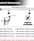 Handrail dimensions for Premium Clear Acrylic Handrails For Indoor Stairs Non Slip Transparent Crystal Staircase Guardrail With Dang Strong Stainless Steel Brackets No Sweat Setup Complete Hardware Kit For Deck.