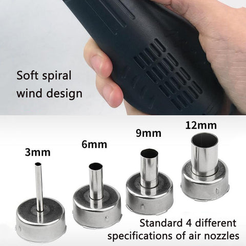 Pro Grade Hot Air Rework Station With LCD Display And Three Channel CH1 CH2 CH3 nozzles 3mm 6mm 9mm 12mm variety in focus