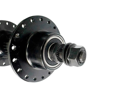 Close-up of 36 Hole Front Hub 135mm QR Aluminum Disc With Sealed Bearings Built For Fat Tire 20x4.0 Or 26x4.0 E-Bikes And Retro Mountain Bikes