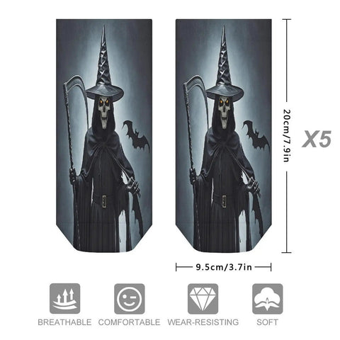 Death Scythe Ankle Socks For Women Low Cut No Show Moisture Wicking Cushioned Athletic Socks With Arch Support 5 Pairs design