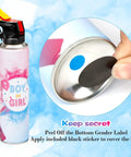 Zero Stress Safe Cornstarch Gender Reveal Smoke Bombs 2 Pack Fire Extinguisher Blast Cannon with gender label removal instruction.