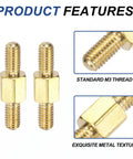 MECCANIXITY double-ended copper studs, gold-colored M3 threaded, two shown from a 10-piece set